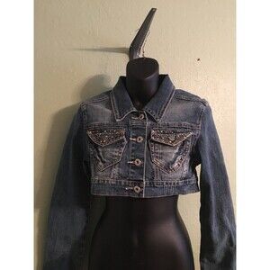 Americana Blues Denim Beaded Short Jean Jacket Size 5